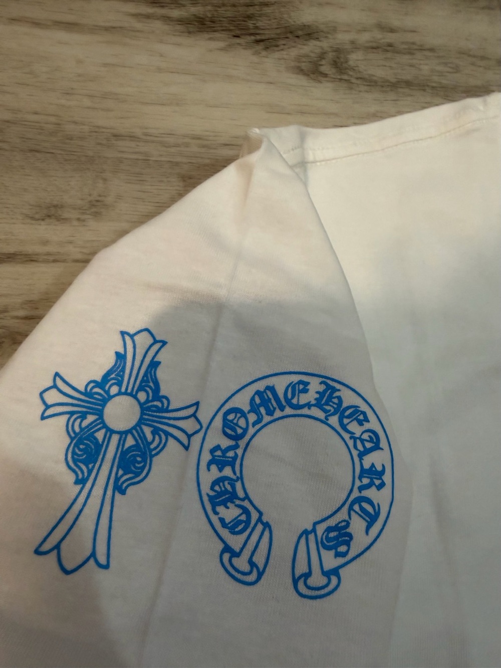 Chrome Hearts White Short Sleeve Pocket Tee with Light Blue Logo - Picture 3 of 5